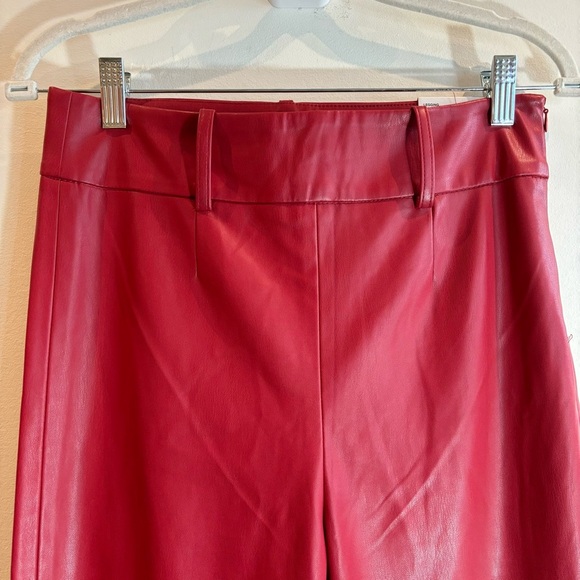 ZARA Sz M Vegan Leather High Rise Zipper at Ankle Unlined Trousers Leggings NEW - Picture 4 of 15
